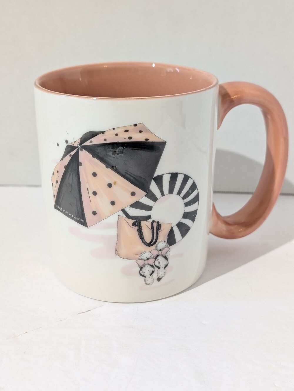 Saks Fifth Ave Coffee Mug with Beach Umbrella, Bag